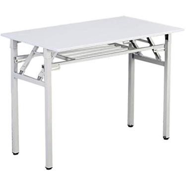 Imagem de Nikos Mesa dobrável mesa de conferência de escritório mesa de casa / mesa de computador multifuncional mesa de camada dupla branca portátil de um apartamento pequeno (tamanho: 80 x 40 x 75 cm) tamanho
