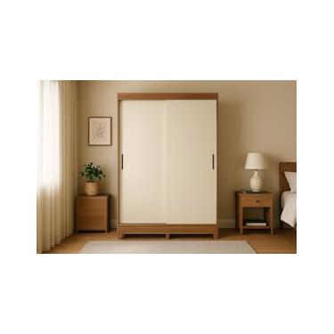 Imagem de Guarda-Roupa Solteiro Santos Andirá Fit 2 Portas de Correr 2 Gavetas Internas MDP - 106,6 cm de Largura