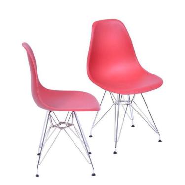 Imagem de Kit 2 Cadeiras Boxbit Dkr Eames Base Cromada Telha