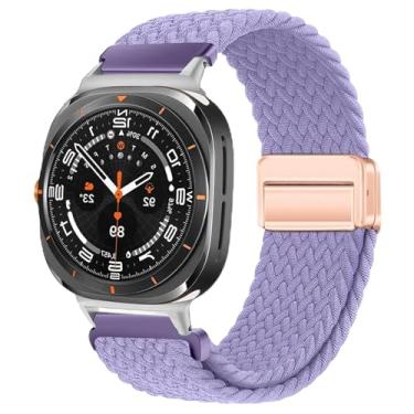 Imagem de FFHDJL Pulseira esportiva trançada de nylon para Samsung Galaxy Watch Ultra, 47 mm, correa Galaxy Watch 7 ultra (lavanda)