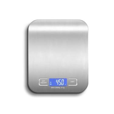 Imagem de Balança Digital de Cozinha em Aço Inox LCD Grande 5kg/3g Múltiplas Uni