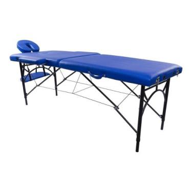 Imagem de Maca Portátil Dobrável Pelegrin PEL-3322 em Couro PU Azul