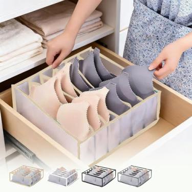 Imagem de Organizadores de gaveta com 6 grades, organizadores de guarda-roupa, divisórias, organizadores de armário e caixas de armazenamento, caixa dobrável para roupas íntimas e meias
