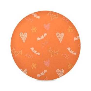 Imagem de Wassud Jogo americano tapetes redondos de corações e morcegos para cozinha e jantar tapetes laváveis resistentes ao calor para decoração de mesa 39 cm