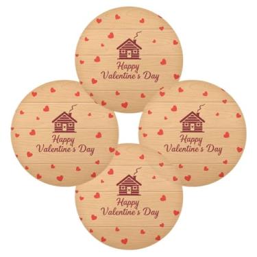 Imagem de Wassud Jogo americano conjunto de 4 tapetes de mesa redondos para cozinha e jantar tapetes laváveis resistentes ao calor decoração de mesa 39 cm