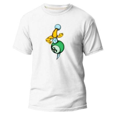 Imagem de Camiseta Basica Algodão Premium Estampa Digital Bola 8 - Pavesi, Branc