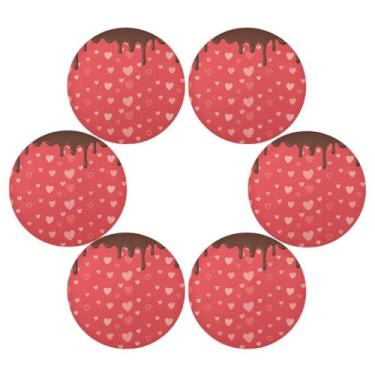 Imagem de Wassud Jogo americano conjunto de 6 tapetes redondos de chocolate pingando para cozinha e jantar tapetes laváveis resistentes ao calor para decoração de mesa 39 cm