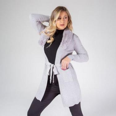 Imagem de Cardigan susie pelúcia feminino - Susie Modas, Cinza, M, 10 unidades