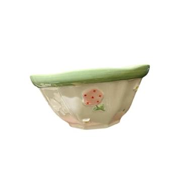 Imagem de Cheio de estrelas cerâmica pintada à mão tigela de arroz flores orelha doméstica sopa arroz talheres - tigela de arroz de 17,3 cm