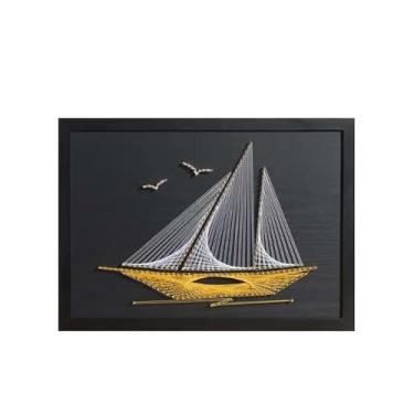 Imagem de MerainMe Kit de arte de corda 3D DIY veleiro artesanato decoração de casa sinuoso desenho terno para crianças e família presente de Natal feito à mão de ano novo (placa transversal)