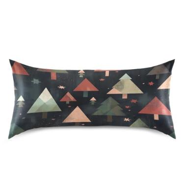 Imagem de Blueangle Fronha de cetim de árvore de Natal para cabelo e pele, fronha de seda, tamanho king (50,8 x 101,6 cm) - Capas de almofada de cetim refrescantes com fecho de envelope (160)