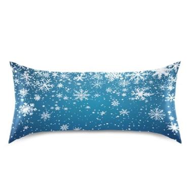 Imagem de Blueangle Fronha de cetim com flocos de neve caindo para cabelo e pele, fronha de seda, tamanho king (50,8 x 101,6 cm) - Capas de almofada de cetim refrescantes com fecho de envelope (33)