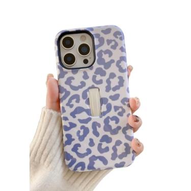 Imagem de YUANLI Capa para iPhone 16 Pro Max com alça de dedo e suporte moderno com estampa de guepardo de leopardo rígido + TPU macio à prova de choque capa protetora para mulheres e meninas - branca