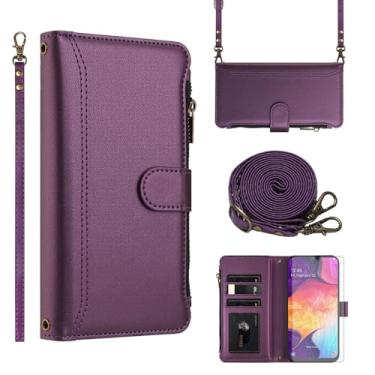 Imagem de Asuwish Capa de telefone para Samsung Galaxy A50 A50S A30S Capa carteira com protetor de tela de vidro temperado transversal de couro flip zíper suporte para cartão de crédito celular A 50 50S 30S S50