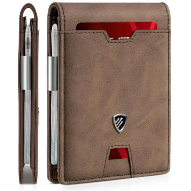 Imagem de Carteira RUNBOX Slim com bloqueio RFID de duas dobras com clipe de din