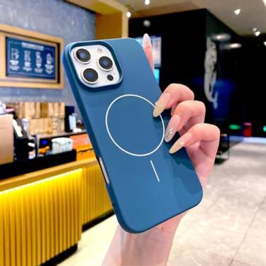 Imagem de HTVJFX Capa de silicone macia de luxo para iPhone 11 Pro Max com carregamento sem fio e capa completa (para iPhone 11 Pro Max/azul escuro)