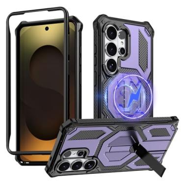 Imagem de muitq Capa para Samsung Galaxy S26 Ultra com molduras frontais e suporte ajustável, capa protetora magnética magnética resistente à prova de choque (2026), (roxa)