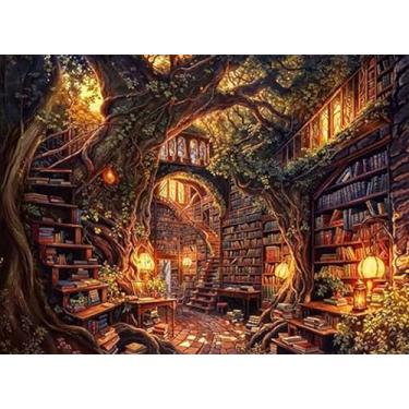 Imagem de ARPADAMO Kits de arte de diamante para adultos, pintura de diamante 5D árvore da vida livros DIY arte de diamante kits de pintura de diamante para adultos, diamantes redondos completos, kits de arte