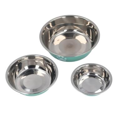 Imagem de SIWOTED 3 unidades de aço inoxidável tigela para animais de estimação antiderrapante inferior resistente à ferrugem fácil limpeza tigela de comida para cães e gatos para casa e
