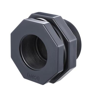 Imagem de Maasechs 1 peça de encaixe de anteparo de 5 cm conector de tanque de água de PVC encaixe de tubulação de anteparo NPT para barris de chuva, tanques de água, aquários, banheiras, piscinas