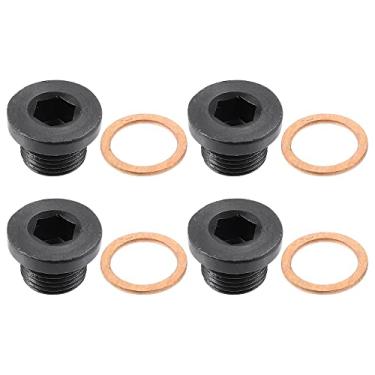 Imagem de X AUTOHAUX 4 peças M18x1,5 parafuso de plugue de drenagem de óleo de motor de aço com junta para BMW 545i 550i 650i 750i 760i X5 X6 E60 E63 para Mazda 3 5 6 CX-5 CX-7 RX-8 Preto