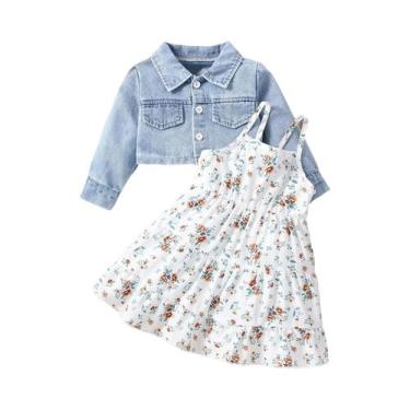 Imagem de Conjunto Casual de Jaqueta Jeans e Saia Floral para Bebê - Primavera/O