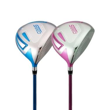 Imagem de Tacos de golfe crianças destro cabeça de liga de titânio crianças 16 graus motorista de golfe número 1 vara de madeira para meninos meninas altura 134-165 cm (crianças 134-150 cm, rosa)