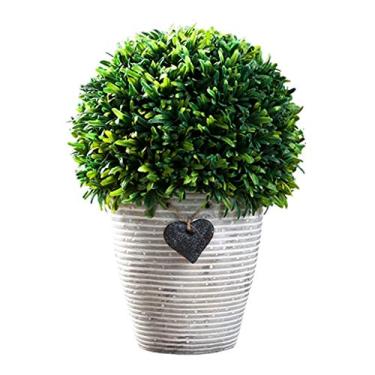 Imagem de SLGGPJBU Plantas artificiais em vasos de plantas artificiais em vaso de plantas falsas decorativas plantas verdes realistas com vaso de cimento plantas artificiais em vasos