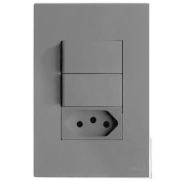 Imagem de Cj Duplo Simples + Tomada 20A 4X2 - Recta Home Grafite Fosco