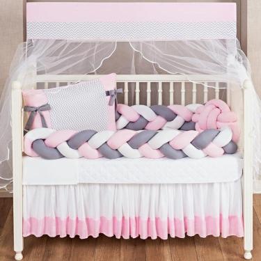 Imagem de Kit Jogo De Berço Americano Trançado 11Pçs Edredom E Saia