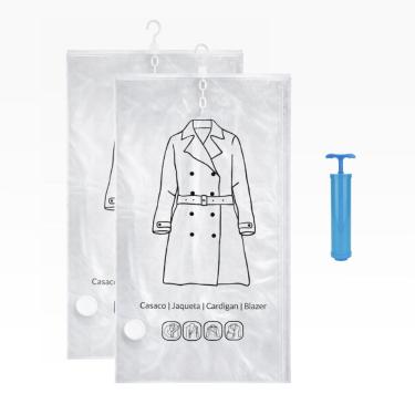 Imagem de Kit 2 Saco A Vacuo Organizador De Roupas Guarda Roupa 70x100cm Com Cabide