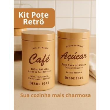Imagem de Kit 2 Potes Café e Açúcar Vintage  Porta Mantimentos Decorativos Cozin