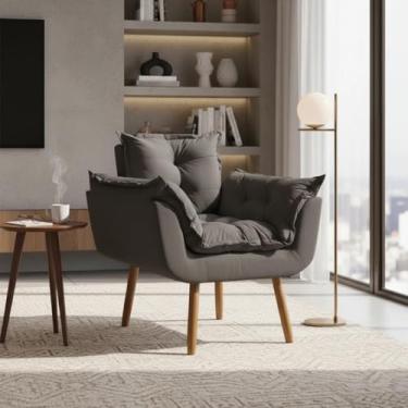 Imagem de Poltrona Alice Decorativa Para Sala Cadeira Reforçada Para Recepção Manicure Clínica Sala De Espera Consultório Escritório Pé Castanho - Clique & Decore (Preto)