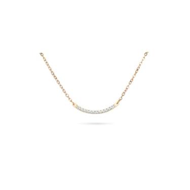 Imagem de PENLYU Colar feminino de zircônia cúbica banhado a ouro 14K | Pingente de barra curvada com design de um quarto de círculo | Presentes de Natal personalizados para amigas, Aço inoxidável, Sem Pedra