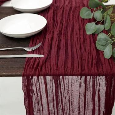 Imagem de Caminho de mesa de gaze outono ação de graças boho rústico gaze pano de queijo corredor para festa de casamento chuveiro aniversário decoração de casa decorações de férias