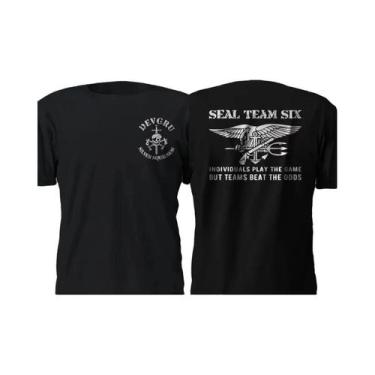 Imagem de Camiseta Masculina Silver Squadron Naval Seal Team 6 100% Algodão, Cas