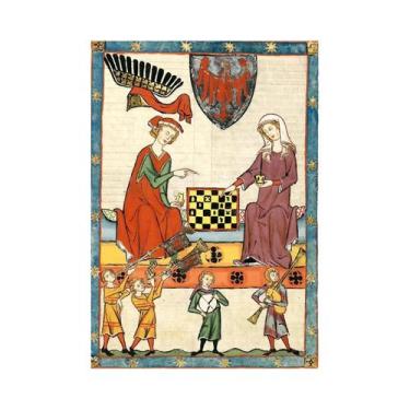 Imagem de Impressão Em Tela De Amantes Medievais a Cavalo, Arte Europeia Retrô, 