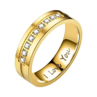 Imagem de Anéis De Noivado Em Aço Inoxidável Com Cristal Para Casais, Presente D