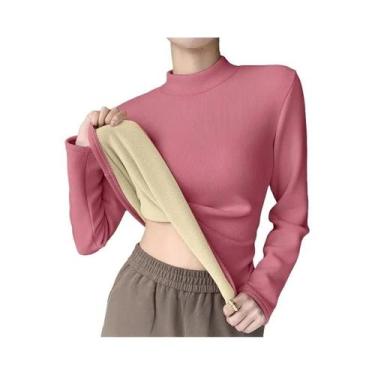 Imagem de Camisa Térmica Feminina plus Size De Manga Longa Em Lã De Cordeiro Par