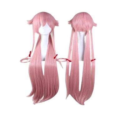 Imagem de Peruca De Cosplay Yuno Gasai Rosa Reta De 80 Cm De Comprimento, Resist