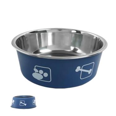 Imagem de Tigelas de comida de aço inoxidável para gatos | Prato de água impresso para gatos de grande capacidade, acessórios para animais de estimação para canil, casa, furão, acampamento, fazenda, ao ar livre