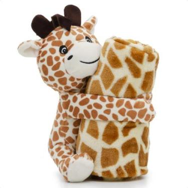 Imagem de Cobertor de Microfibra Bebê com Pelúcia Girafinha Amarela Maciez, Conf