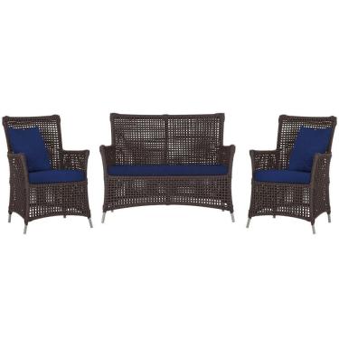 Imagem de Jogo Sofá E 2 Poltronas Igapó Alumínio Fendi E10 Trama Marrom