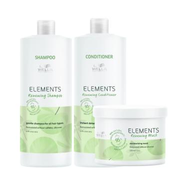 Imagem de Wella Elements Shampoo 1000ml, Condicionador 1000ml e Máscara 500ml