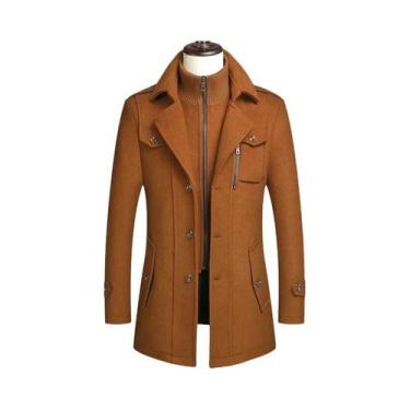 Imagem de Casaco De Lã Masculino Com Gola Dupla, Estilo Elegante Para Outono E I