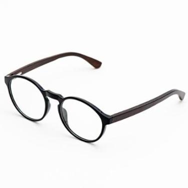 Imagem de Armação Óculos de Grau Masculino Redondo Haste de Bambu / Gael- Óculos Sunrise-Masculino