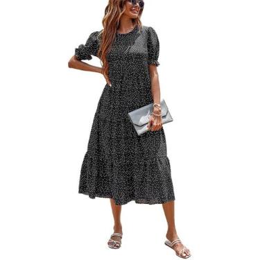 Imagem de Vestido PRETTYGARDEN Midi Preto com Mangas Bufantes XL