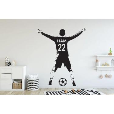 Imagem de Adesivo de parede  futebol personalizado - Ambiente dekorado, 60cm, pr