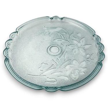 Imagem de Prato de Servir Salada Pudim Doces Boleira Vidro Floral 32cm - Vitazza