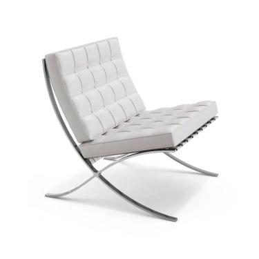 Imagem de Poltrona Premium Barcelona Inox Couro Sintético Branco